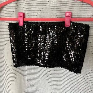 Amazon Black Sequin Strapless Top